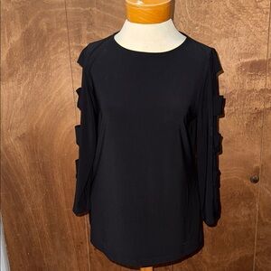 Anne Klein Black Blouse with Cut-Out Sleeves